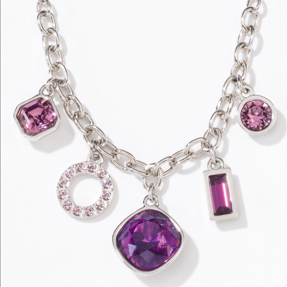 Touchstone Crystal by Swarovski HAPPY DAYS necklace New in box purple so pretty!